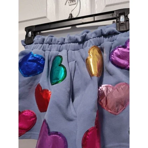 QUEEN OF SPARKLES Foil Heart Skort❤️💜💚💙🩷 10 Med - Picture 10 of 11
